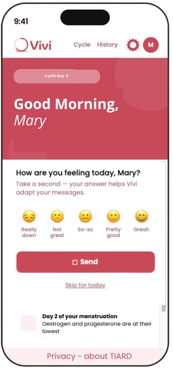 Vivi mood check-in screen