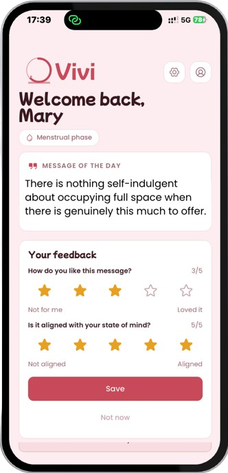 Vivi daily mood check-in screen asking how Mary feels today