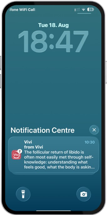 Vivi daily kindness message shown on a phone lock screen